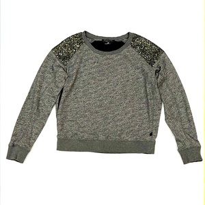 Maison Scotch Chapeau Mixed Media Sequin Sweatshirt